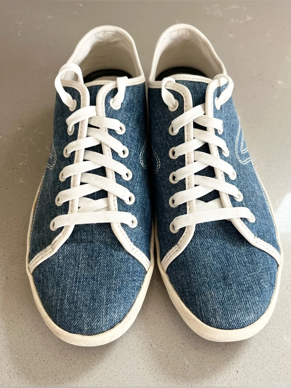 Rag & Bone Court Low Denim Sneakers Women's Shoes Blue Canvas Size 39.5 US 9.5